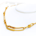 Lustrous Interlinked 21k Gold CZ Necklace 