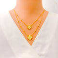 Posh Palatial Two Chain 21k Gold Necklace Set 