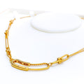 Lustrous Interlinked 21k Gold CZ Necklace 