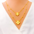 Posh Palatial Two Chain 21k Gold Necklace Set 