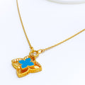 Reflective Eclectic 21k Gold Floral Necklace 