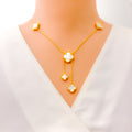 Glistening Upscale 21k Gold Clover Necklace Set 