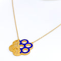 Asymmetrical Curved 21k Gold Flower Necklace 