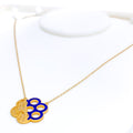 Asymmetrical Curved 21k Gold Flower Necklace 