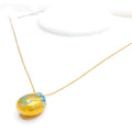 Ornamental Vibrant 21k Gold Drop Necklace