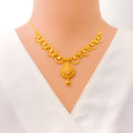 Graceful Hanging Chain 22k Gold Necklace Set 