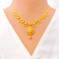 Graceful Hanging Chain 22k Gold Necklace Set 