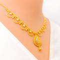 Graceful Hanging Chain 22k Gold Necklace Set 