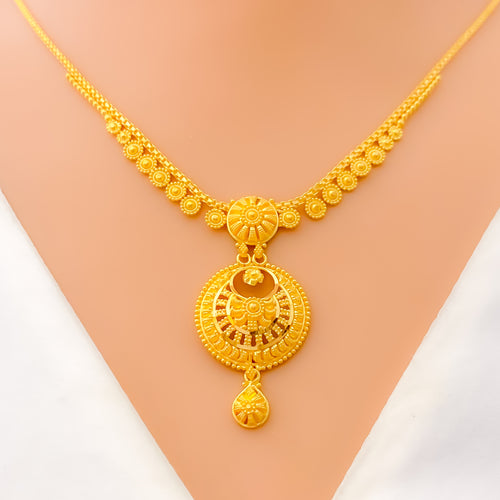 Delicate Festive 22k Gold Floral Necklace Set 