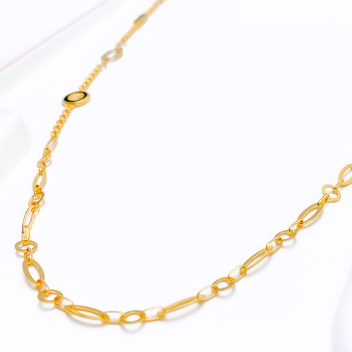 Bold Geometric Halo 21k Gold Long Necklace 