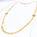 Bold Geometric Halo 21k Gold Long Necklace 