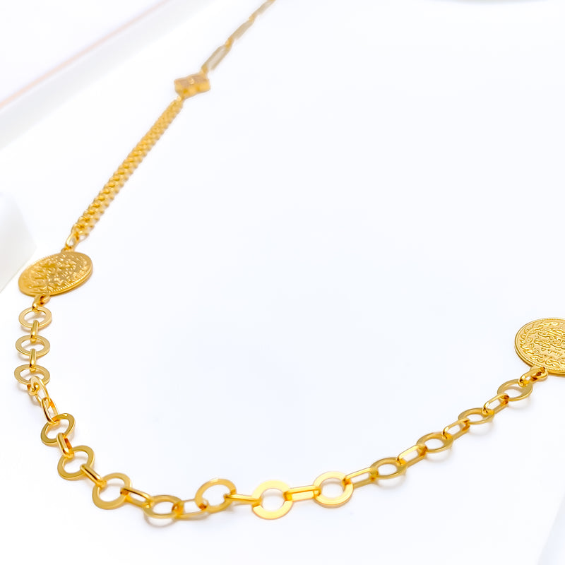 Everlasting Regal 21k Gold Long Coin Necklace 