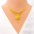 Decadent Curved 22k Gold Necklace Set 