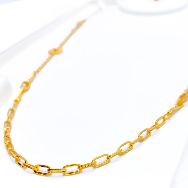 Versatile Glamorous 21k Gold CZ Long Necklace 