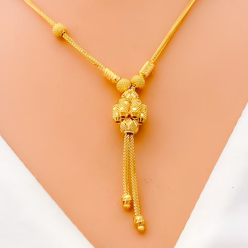 Unique Reflective Cluster 22k Gold Necklace 
