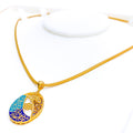 Refined Floral 21k Gold Oval Allah Pendant 