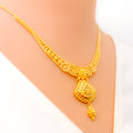 Traditional Floral Fanned 22k Gold Necklace Set 