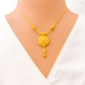 Intricate Floral Dome 22k Gold Necklace Set 