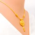 Intricate Floral Dome 22k Gold Necklace Set 