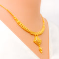 Unique Hanging 22k Gold Striped Necklace Set 