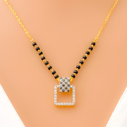 Unique Ritzy Rectangular 22k Gold CZ Mangal Sutra 