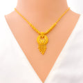 Ornamental Dangling Chain 22k Gold Necklace Set