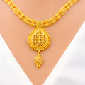Upscale Beaded Drop 22k Gold Necklace Set 