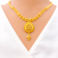 Upscale Beaded Drop 22k Gold Necklace Set 