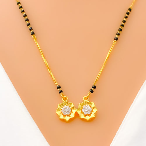 Iconic Couture Floral 22k Gold CZ Mangal Sutra 