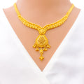 Fascinating Checkered Drop 22k Gold Necklace Set 