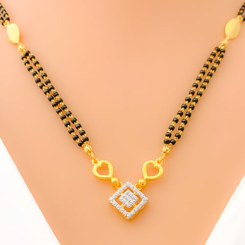 Graceful Geometric 22k Gold CZ Mangal Sutra 