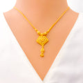 Beveled Light-weight 22k Gold Necklace Set 