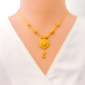 Graceful Floral Dome 22k Gold Necklace Set 