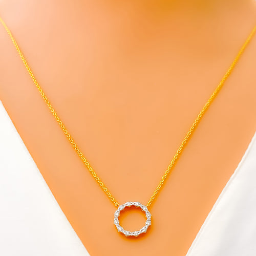 Studded Radiant Halo 18k Gold + Diamond Necklace