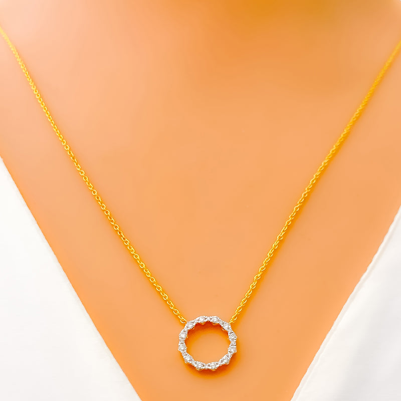 Studded Radiant Halo 18k Gold + Diamond Necklace