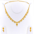 Charming Tasseled 22k Gold Chandelier Necklace Set 