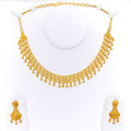 Unique Captivating Rippled Chain 22k Gold Necklace Set