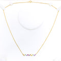 Bright Beautiful 18k Gold + Trendy Diamond Necklace 