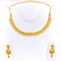 Intricate Sleek Lined Floral 22k Gold Necklace Set