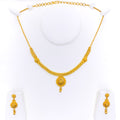 Stunning Sleek Lined 22k Gold Drop Necklace Set 