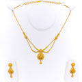 Distinct Beaded Chain 22k Gold Festive Necklace Set 