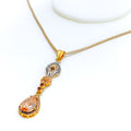 Eternal Radiant Drop 22k Gold CZ Pendant Set 