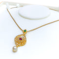 Priceless Decadent Polki Flower 22k Gold Pendant Set 