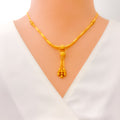 Captivating Iridescent 22k Gold Dangling Necklace Set