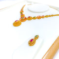 Captivating Iridescent Floral 22k Gold Polki Necklace Set