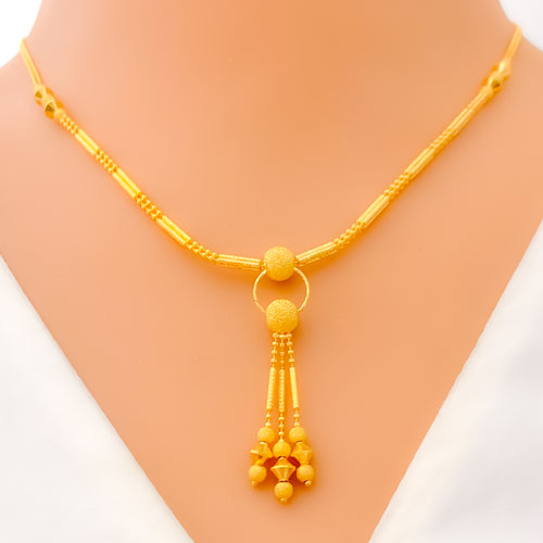 Imperial Glowing 22k Gold Dangling Necklace Set 