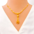 Captivating Iridescent 22k Gold Dangling Necklace Set