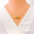 Mesmerizing Evil Eye Guard 21k Gold CZ Necklace