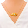 Mesmerizing Evil Eye Guard 21k Gold CZ Necklace