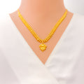 Reflective Dainty Mango Leaf 22k Gold Necklace